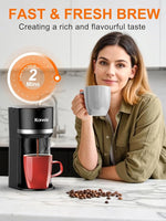 Load image into Gallery viewer, Single Serve Coffee Maker for K-Cup and Ground Coffee, Fast Brew, 6-12 oz Brew Sizes One Cup Coffee Machine Fits 5.5" Mugs, One-Button Small Coffee Maker with Descaling Reminder,Black