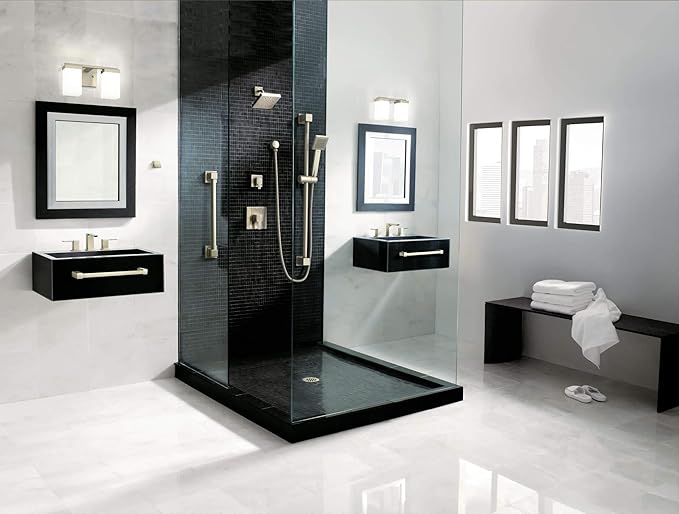 Moen YB8824BN 90 Degree Modern 24-Inch Bathroom Single Towel Bar, Brushed nickel