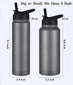 Load image into Gallery viewer, mininoo 24 oz Insulated Water Bottle with Straw Lid, Stainless Steel Double Wall Vacuum, Leak Proof, BPA Free, Keep Cold for 24H &amp; Hot for 12H(Grey)