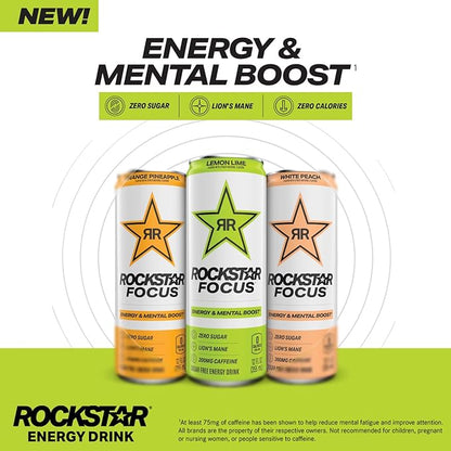 Rockstar Focus, Orange Pineapple, 12 Fl Oz Cans (Pack of 12)