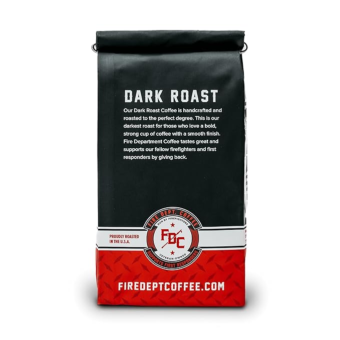 Fire Department Coffee - Gives Back to Firefighters - Bold & Smooth Dark Roast Ground Coffee - Roasted in the USA - Veteran Owned - 12 oz