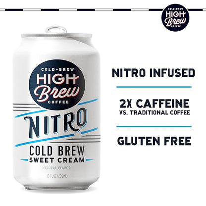High Brew Coffee, Nitro Sweet Cream, Cold Brew Coffee, 10 FL Oz, Ready-To-Drink (Pack of 12)