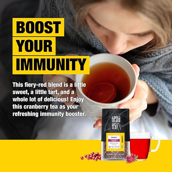 Tiesta Tea - Cranberry Hibiscus Rooibos Tea, Fireberry, Loose Leaf, Herbal Blend with Hibiscus, Cranberry, Currants, Rooibos, Enjoy Hot or Iced, 200 Cups in Resealable Pouch, 16 Ounce