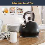 Load image into Gallery viewer, Tea Kettle Whistling Teapot for Stovetop : 2.64 Quart Food Grade Stainless Steel Tea Pot with Ergonomic Handle, Loud Whistle Camping Kettle for Tea, Coffee, Milk - Black