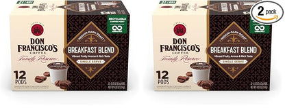 Don Francisco's Breakfast Blend Dark Roast Coffee Pods - 12 Count - Recyclable Single-Serve Coffee Pods, Compatible with your K- Cup Keurig Coffee Maker (Pack of 2)