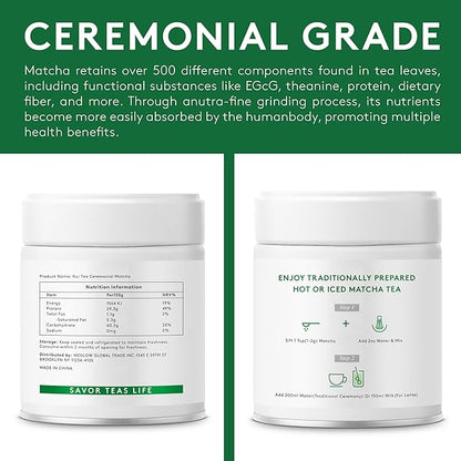 WEGLOW Organic Ceremonial Grade Matcha Powder - First Harvest Ceremonial Grade Matcha Green Tea Powder KOSHER & SGS Certified(30g/1.06oz)