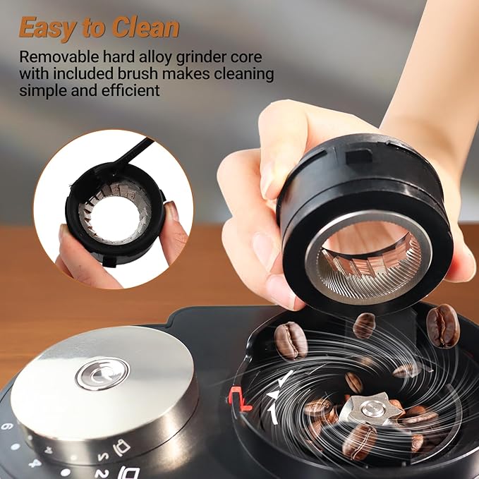 Electric Burr Coffee Grinder with 25 Grind Setting for 2-12 Cup Adjustable Stainless Steel Dosing Bean Mill Home Automatic Conical Freshly Ground Espresso Grinder with Cleaning Brush Black
