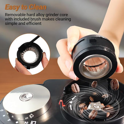 Electric Burr Coffee Grinder with 25 Grind Setting for 2-12 Cup Adjustable Stainless Steel Dosing Bean Mill Home Automatic Conical Freshly Ground Espresso Grinder with Cleaning Brush Black