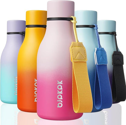 BJPKPK Insulated Water Bottles, 12oz Stainless Steel Metal Water Bottle with Strap, BPA Free Leak Proof Jugs, Mugs, Flasks, Reusable Thermal Flasks for Sports & Travel, Sakura