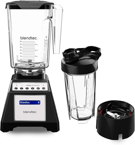 Blendtec Total Classic Original Blender - WildSide+ Jar (90 oz) and Blendtec GO™ Travel Bottle (34 oz) BUNDLE - Professional-Grade Power - 6 Pre-programmed Cycles - 10-speeds - Black
