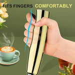 Load image into Gallery viewer, YUSWKO Champagne Gold Handheld Milk Frother Wand with Stand for Coffee, Rechargeable Electric Whisk with 3 Heads 3 Speeds Drink Mixer Coffee Frother For Latte, Cappuccino, Hot Chocolate, Egg