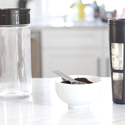 Takeya Tritan Cold Brew Coffee Maker - Airtight Pitcher with Leak-Free Lid - BPA-Free Cold Brew Maker with Silicone Handle - Dishwasher-Safe Pitcher for Homemade Cold Brew - 2 Quart, Black