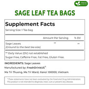 FreshDrinkUS, Premium 75 Sage Leaf Tea Bags, 100% Natural & Pure from Sage Leaves. Loose Leaf Herbal Tea. Made with Natural Material Tea Bags. No Sugar, No Caffeine, No Gluten, Vegan.