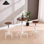 Load image into Gallery viewer, chairus Vintage Industrial Metal Bar Table, 32.75-38.5" Adjustable Counter Height Round Pub Table, 19.75" Dia Wood Top Hydrant Shape Frame, Rustic Small Bistro Cafe Cocktail Table, Distressed White