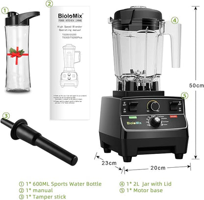Professional Smoothie Blender, Countertop Blender, Commercial Blender 2200W High Power with 68oz Pitcher, Smart Timer, blenders for kitchen for smoothies, ice, Soup, fish, Dessert With 1 Juice Glass