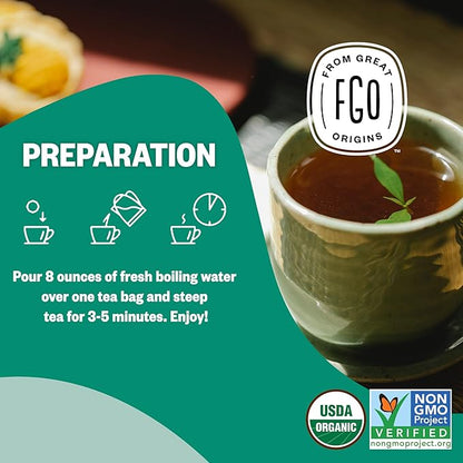 FGO Organic Spearmint Leaf Tea, 100 Count, Eco-Conscious Tea Bags, Caffeine Free, Resealable Bag, Packaging May Vary (Pack of 1)