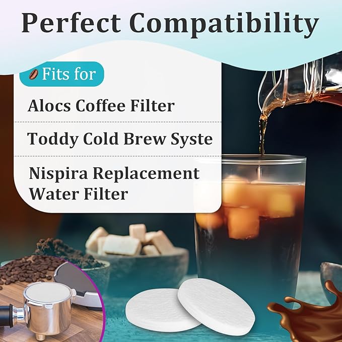 30 Pcs Cold Brew System Felt Filters for Toddy, Reusable Coffee Filters, Fits for Nispira Replacement Water Filter and Alocs Coffee Filter(Include 10 Pcs Coffee Filters and 20 Pcs Stoppers)
