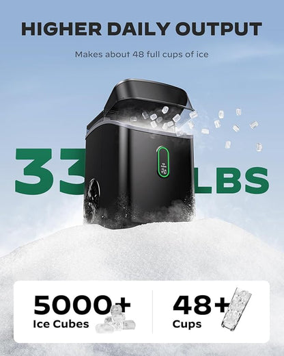 Silonn Nugget Ice Maker Countertop, WiFi Pebble Ice Machine with Soft Chewable Ice, Timer Function and Status Alerts with Silonn App, 33lbs/24H for Home, Kitchen, Office