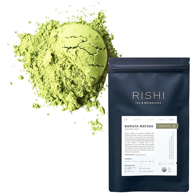 Rishi Tea Barista Matcha - Organic Japanese Everyday Matcha Green Tea Powder for Cafe-Quality Matcha Drinks, Hot or Iced - 3.52 Ounces, 50+ Servings