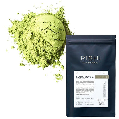 Rishi Tea Barista Matcha - Organic Japanese Everyday Matcha Green Tea Powder for Cafe-Quality Matcha Drinks, Hot or Iced - 3.52 Ounces, 50+ Servings