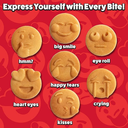 Mini Emojis Waffle Maker for Special Breakfast- Make 7 Unique Smiley Face Waffles Pancakes- Electric Non Stick Iron Feat Kiss Face Heart Eyes & Smile with Recipes, Gift for Her Kids- Licensed by Emoji