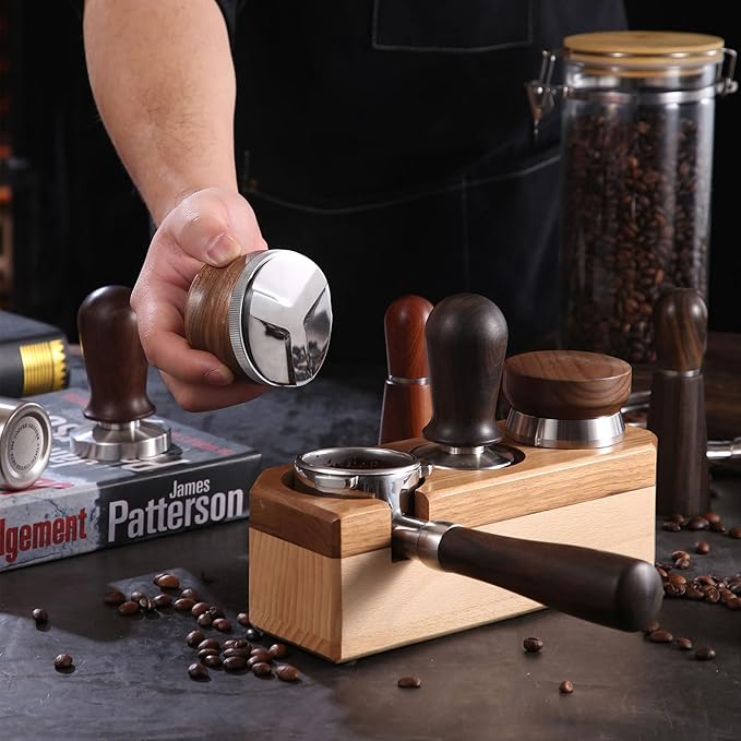 58mm Coffee Distributor, Espresso Distribution Tool, Adjustable Depth Espresso Tamper Leveler with Walnut Wood Handle Fits for 58mm Breville Gaggia E61 Portafilter