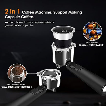 COWSAR Espresso Machine 20 Bar, Compact Espresso Maker with Milk Frother Steam Wand, Expresso Coffee Machines with 45 OZ Removable Water Tank for Cappuccino, Latte, Home