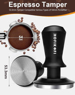 Load image into Gallery viewer, 53.3mm Espresso Tamper, Coffee Tamper with Stainless Steel Ripple Base, Barista Espresso Coffee Tamper with 30lbs Spring Loaded and Aluminum Handle Fits for Breville Series 54mm Portafilter