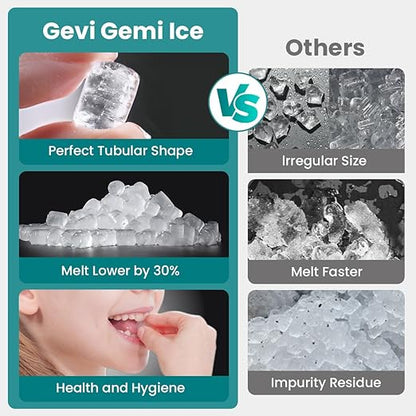 Gevi Adella Nugget Ice Maker Countertop with 1 Gallon Side Tank, 40lbs/24H Nugget Ice Machine with Self-Cleaning, Pellet Ice Maker with Leak-Proof Ice Basket,White