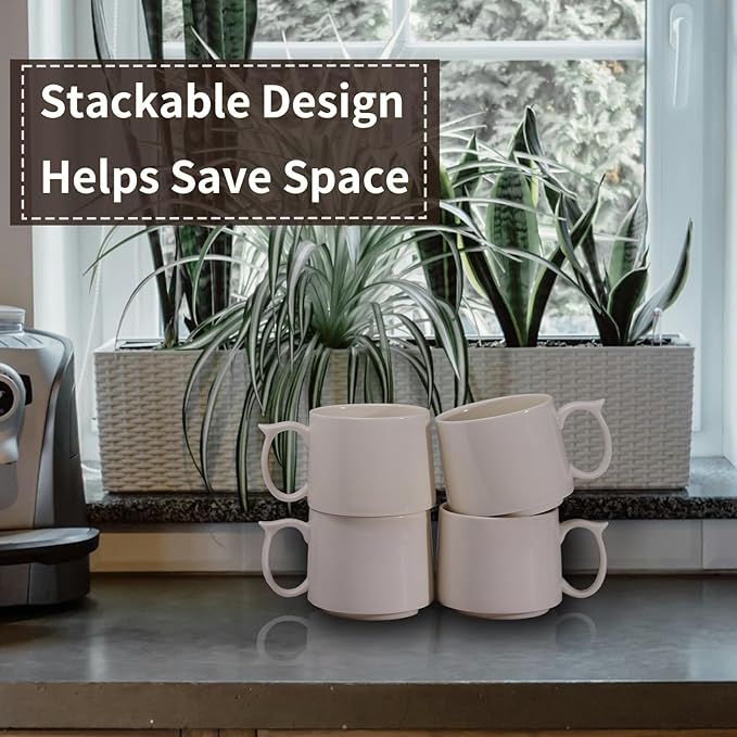 Large Coffee Mugs Set of 4, 19 oz Stackable Ceramic Coffee Mug, Coffee Cups with Large Handle for Latte, Cappuccino, Milk, Tea, Dishwasher & Microwave Safe, Ideal Gift for Men, Women - White