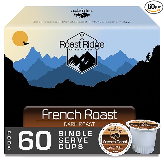 Roast Ridge Single Serve Coffee Pods for Keurig K-Cup Brewers, French Roast, 60 Count