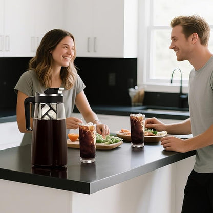 Sivaphe Large Ice Cold Coffee Maker 2 Quart, Dishwasher Safty Traitan Carafe Pitcher Leak Proof, Reusable Filter 64 oz Iced Hot Coffee Tea Method Brewer