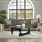 Load image into Gallery viewer, Noguchi Triangle Glass Coffee Table with Solid Wood Base, Vintage Clear Glass Top Modern Design for Living Room, Patio, Study, Black