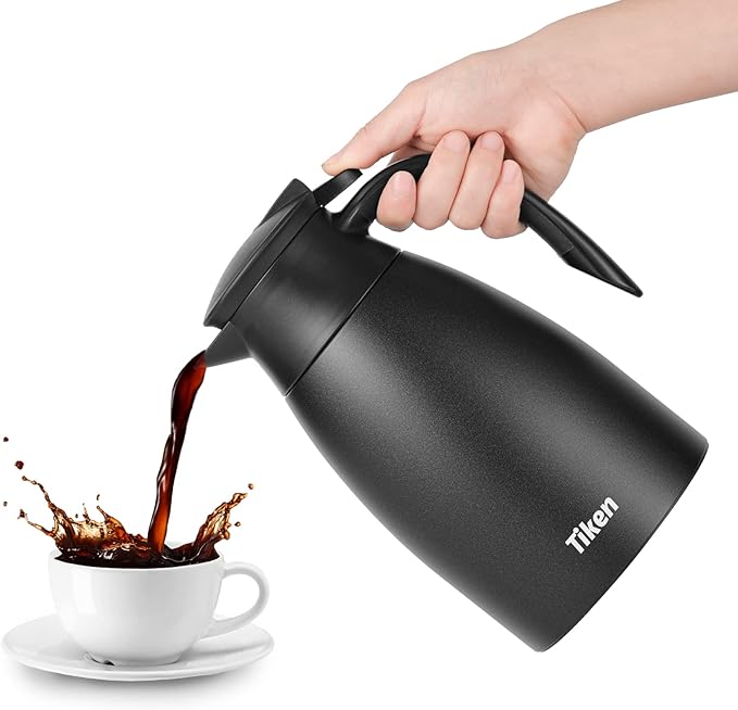 Tiken 51 Oz Thermal Coffee Carafe, Stainless Steel Insulated Vacuum Coffee Carafes For Keeping Hot, 1.5 Liter Beverage Dispenser (Starry Black)