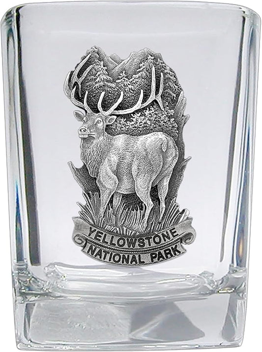 Heritage Pewter Elk Yellowstone National Park Square Shot glass, 2 oz