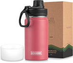Load image into Gallery viewer, koodee 12 oz Water Bottle for School Stainless Steel Double Wall Vacuum Insulated Wide Mouth Flask with Leakproof Spout Lid (Flamingo Pink)