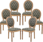 Load image into Gallery viewer, Vintage French Country Dining Chairs Set of 6, PU Leather Dining Chairs with Solid Wood Legs, Upholstered Dining Chair, Sillas para Comedor, Kitchen &amp; Dining Room Chair (Olive Green, PU, 6Pcs)