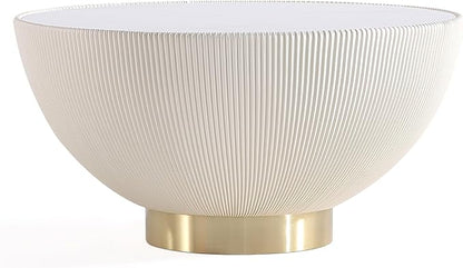 Manhattan Comfort Modern Anderson Coffee Table, 1.0 & 2.0 End Table, Upholstered in Cream Leatherette with Ceramic Faux Tabletop and Gold Metal Tabletop- Set of 3