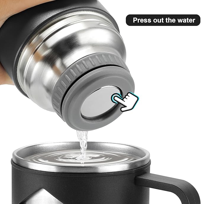 Stainless Steel Thermo 700ml/23.7oz Vacuum Insulated Bottle with Cup for Coffee Hot drink and Cold drink water flask.(Black,Set)