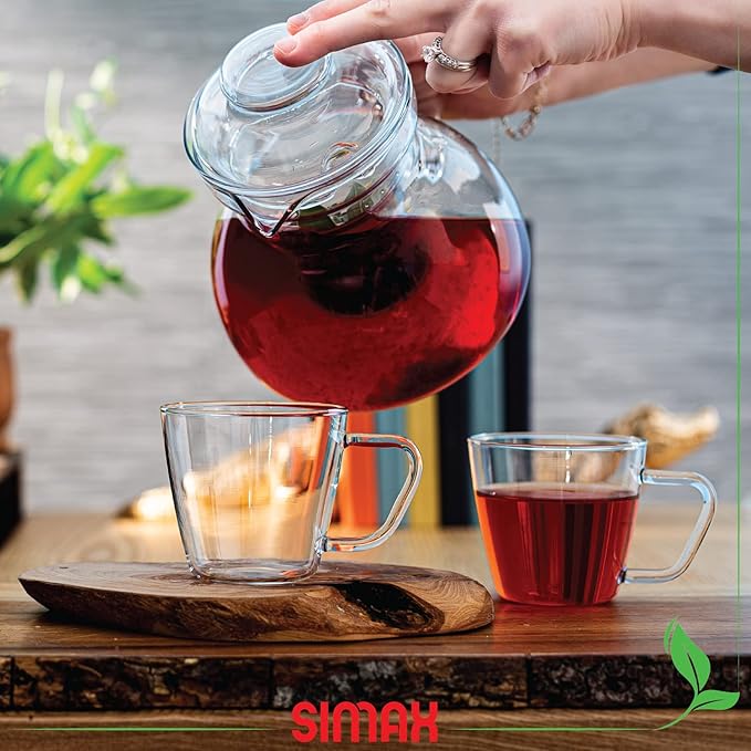 Simax Glass Teapot For Stovetop, Glass Tea Kettle For Stove Top, Tea Pots For Stove Top, Stovetop & Microwave Safe Kettles, Clear Glass Tea Pot With Spout for Tea Party, 1.5 Quart/ 6 Cup Teapots