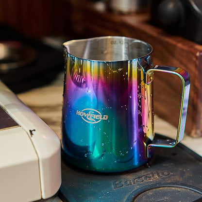 Stainless Steel Milk Frothing Pitcher - Milk Frothing Jug for Cappuccino, Barista Milk Frothing Pitcher Parent (coloured, 12OZ)