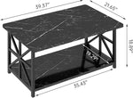 Load image into Gallery viewer, AWQM Faux Marble Coffee Table for Living Room,Modern 2-Tier Coffee Table with Storage,Rectangular Center Table for Sofa,Sturdy Frame,Black