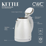 Load image into Gallery viewer, COOK WITH COLOR Electric Kettle - Rapid Boil, Sleek Design, and Safety Features - Great for Quick and Easy, Stainless Steel Crème, 1.7 Liters