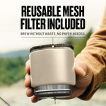Load image into Gallery viewer, Nest Pour Over Coffee Kit | Coffee Maker for Camping | All-In-One Travel Pour Over | Transportable Dripper, Two 10oz Stainless Steel Travel Mugs | Compact Storage &amp; Adventure Ready | Cream