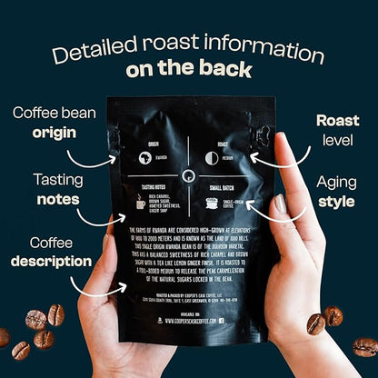 Gourmet Coffee Sampler Gift Box Set, Roasted Coffee Beans, Sumatra Dark, Kenya AA Medium-Dark, Rwanda Medium, Natural Ethiopian Light, Whole Bean, 4 Bags, 16 oz Total