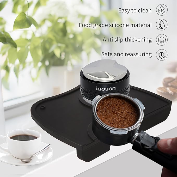 6 Inch Large Capacity Design Espresso Knock Box Tamping Mat Espresso Machine Accessories Set of 2 with Removable Knock Bar and Anti-Slip Base for Home Office Barista Tools for Bar Shop