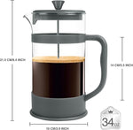 Load image into Gallery viewer, Utopia Kitchen French Press Espresso and Tea Maker with Triple Filters, Stainless Steel Plunger and Heat Resistant Borosilicate Glass (Grey, 34-oz (Pack of 1))