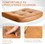 Load image into Gallery viewer, Rattan Office Chairs, Modern Rattan Desk Chair with Natural Back &amp; Wood Armrest, Small Upholstered Tufted Leather Home Office Desk Chairs for Home Ofice, Bedroom, Study, Brown