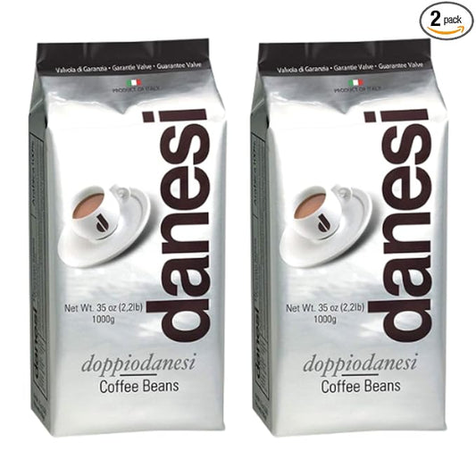 Danesi Caffe Italian Whole Coffee Beans - Espresso Coffee Beans and Medium Roast Whole Bean - Perfect for Espresso Machines, French Press, and Home Brewing - Doppio (4.5 lb)