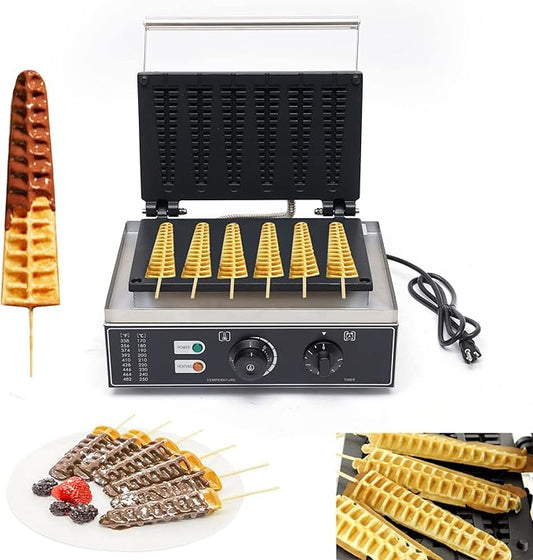 Commercial Waffle Stick Maker, Non-Stick Waffle Maker, Restaurant Flip Waffle Stick Maker, Makes Individual Waffles, Time and Temperature Controls, for Restaurant Snack Bar Home Use